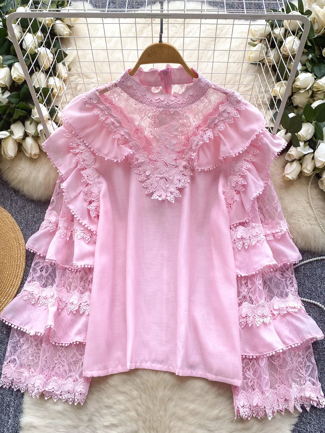 

Ретро-роскошное длинное платье с воротником-стойкой, ажурными вставками, свободного кроя, женское, модное, для повседневной носки, в корейском стиле, свободного кроя