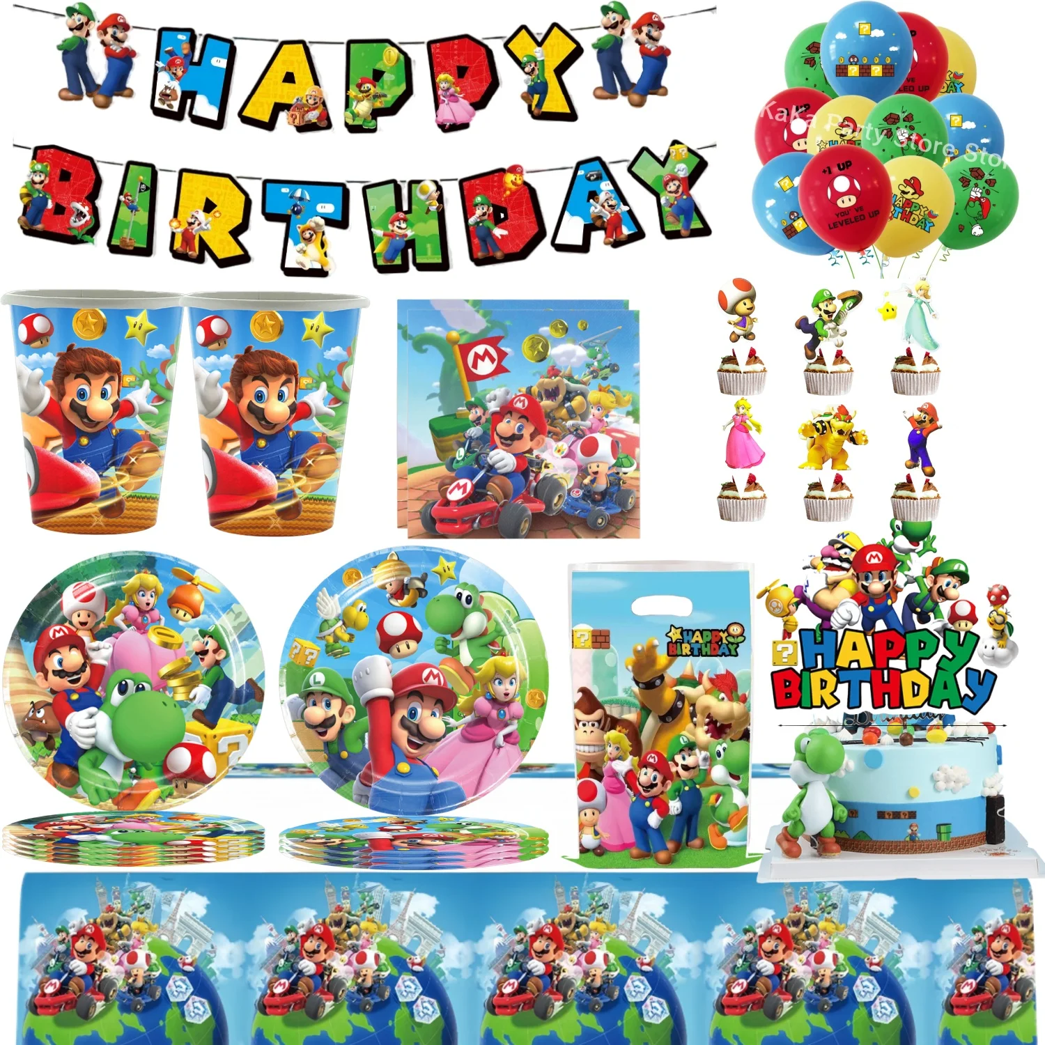 

Mario Birthday Theme Tableware Super Mario Bross Birthday Decoration Tablecloth Plate Cup Baby Shower Kids Boys Party Favors