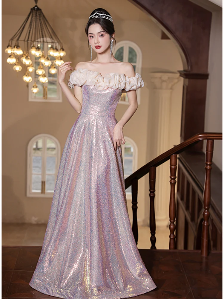 

Ele One-oulder Evening Gown Wedding Dr 2025 New Luxury Simple Adult Ceremony Host Ball Par Long Skirt Dr