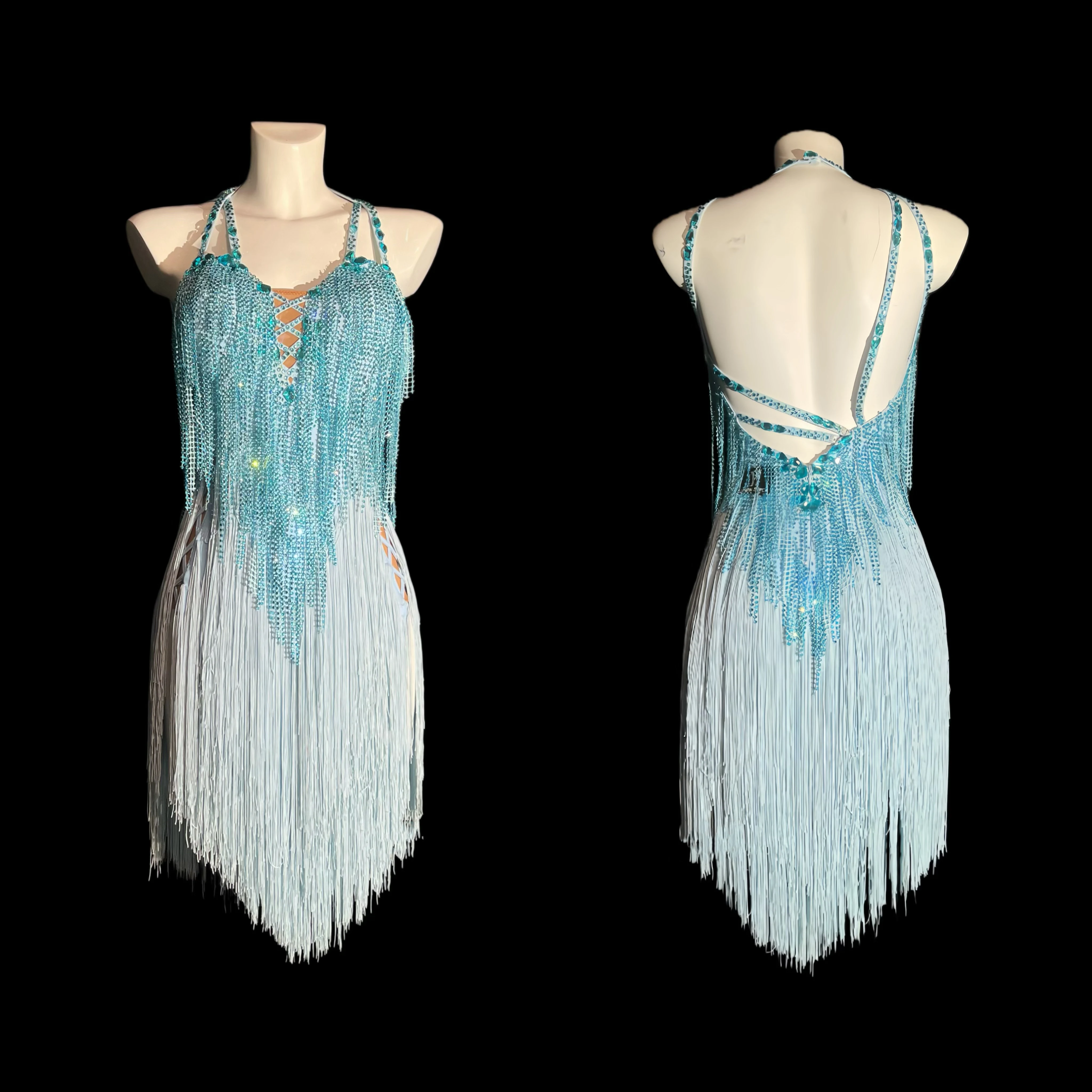 Latin dansers, volwassenen en kinderen, hoogwaardige op maat gemaakte raster kwastje bloemenjurk, jarretel tango samba ab stenen jurk