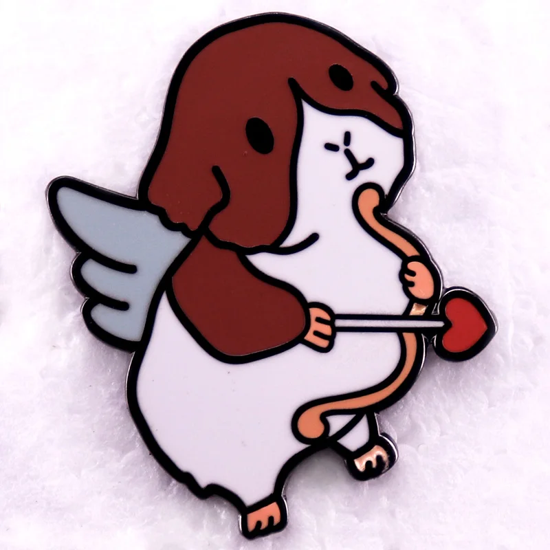 Cute Cupid Guinea Pig Metal Badge Kawaii Animal Enamel Pin Backpack Decoration Jewelry