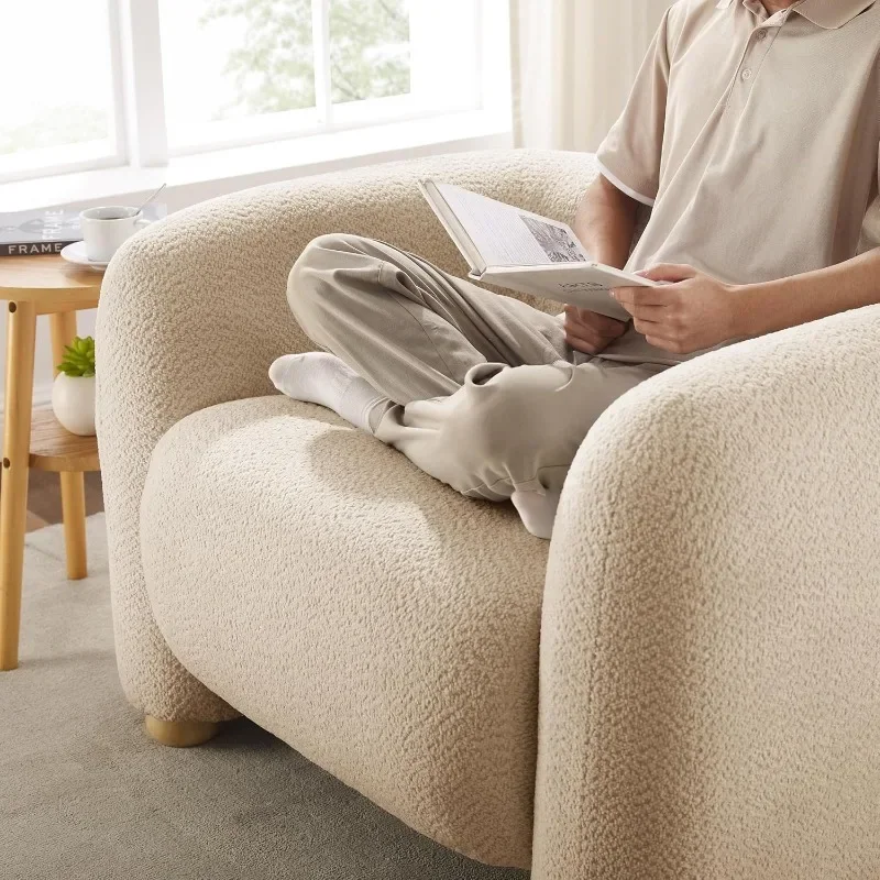 كراسي مميزة لغرفة المعيشة الحديثة مقاس 40.25 بوصة، وكراسي أسطوانية كبيرة الحجم مع مقعد عميق، كرسي بذراعين مريح كرسي قراءة شيربا fo