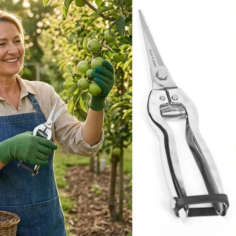 Stainless Steel Garden Pruning Shears Professional Orchard Fruit Picking Scissors Branch Trimmer Pruner Gardening Tools