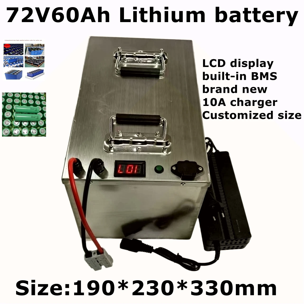 LT-72v 60Ah li-ion lithium battery 72V with BMS for 3000W 5000W club bicycle bike tricycle motorhome AGV +10A charger.