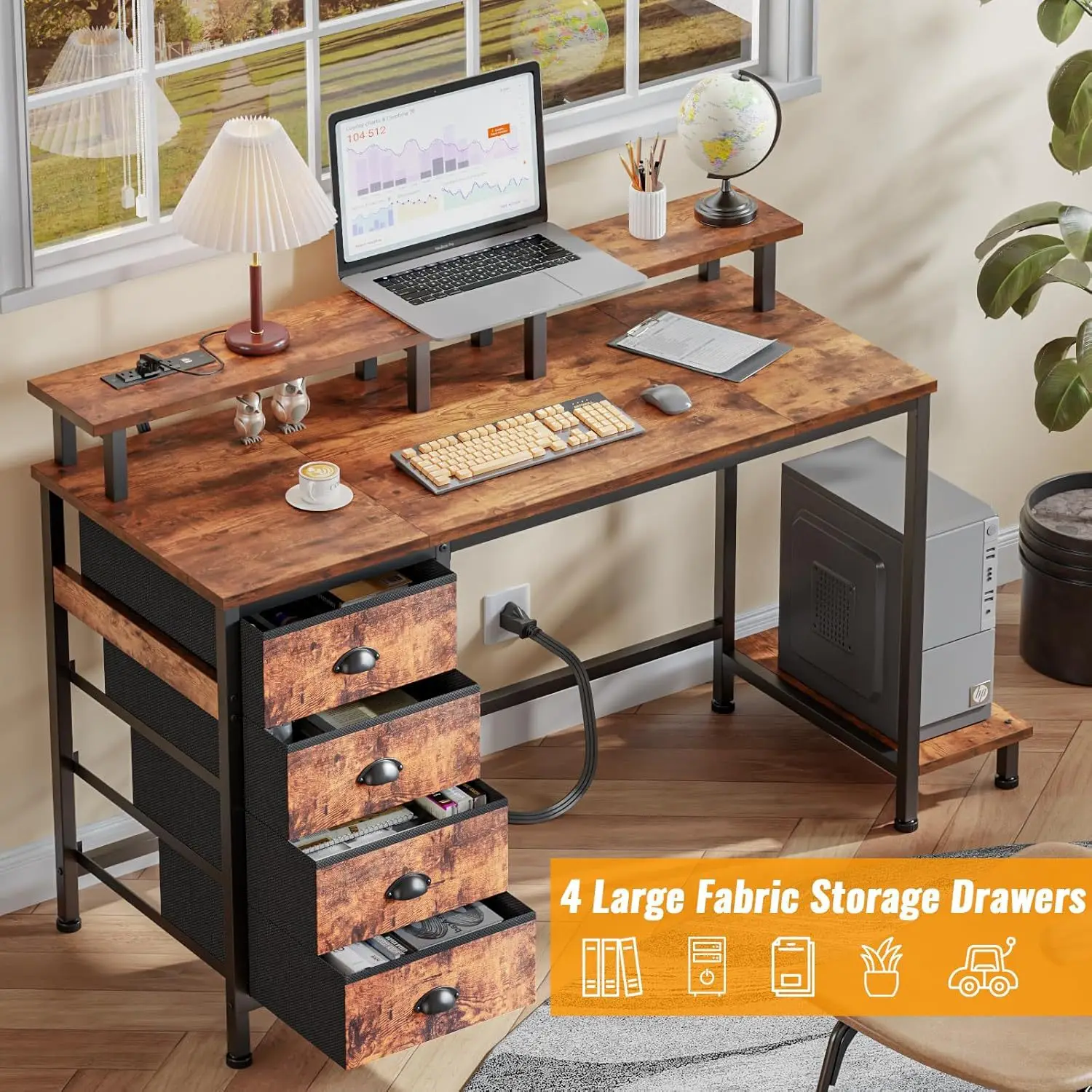 Notebook desktop computer desk Household floor-to-ceiling writing desk with storage socket