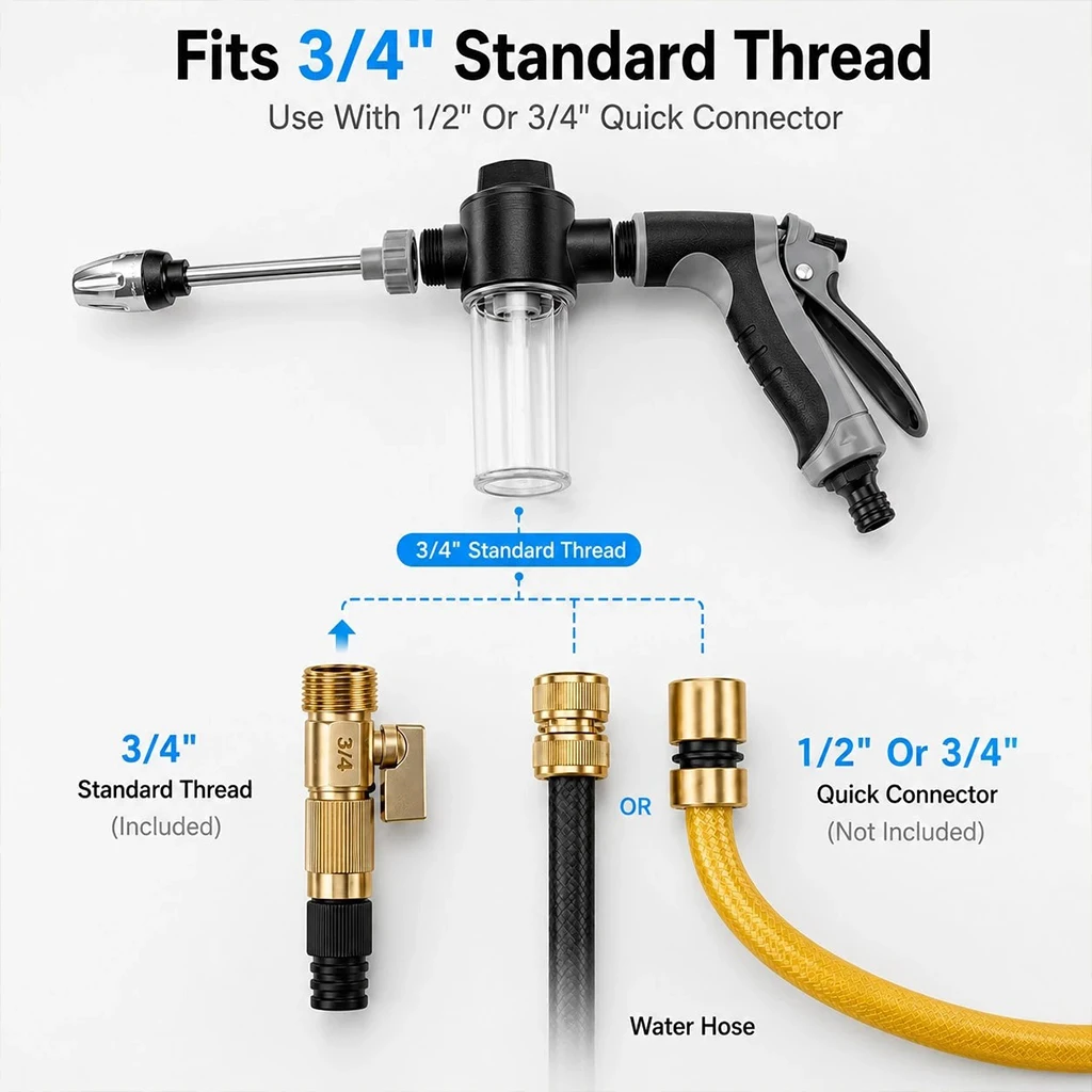 High-Pressure Car Wash Gun With Extended Spray Wand. Adjustable Nozzle For Garden Hose. Suitable For Cleaning Bicycles/ Vehicles/ Outdoor Areas/ Gardening Watering. view 4
