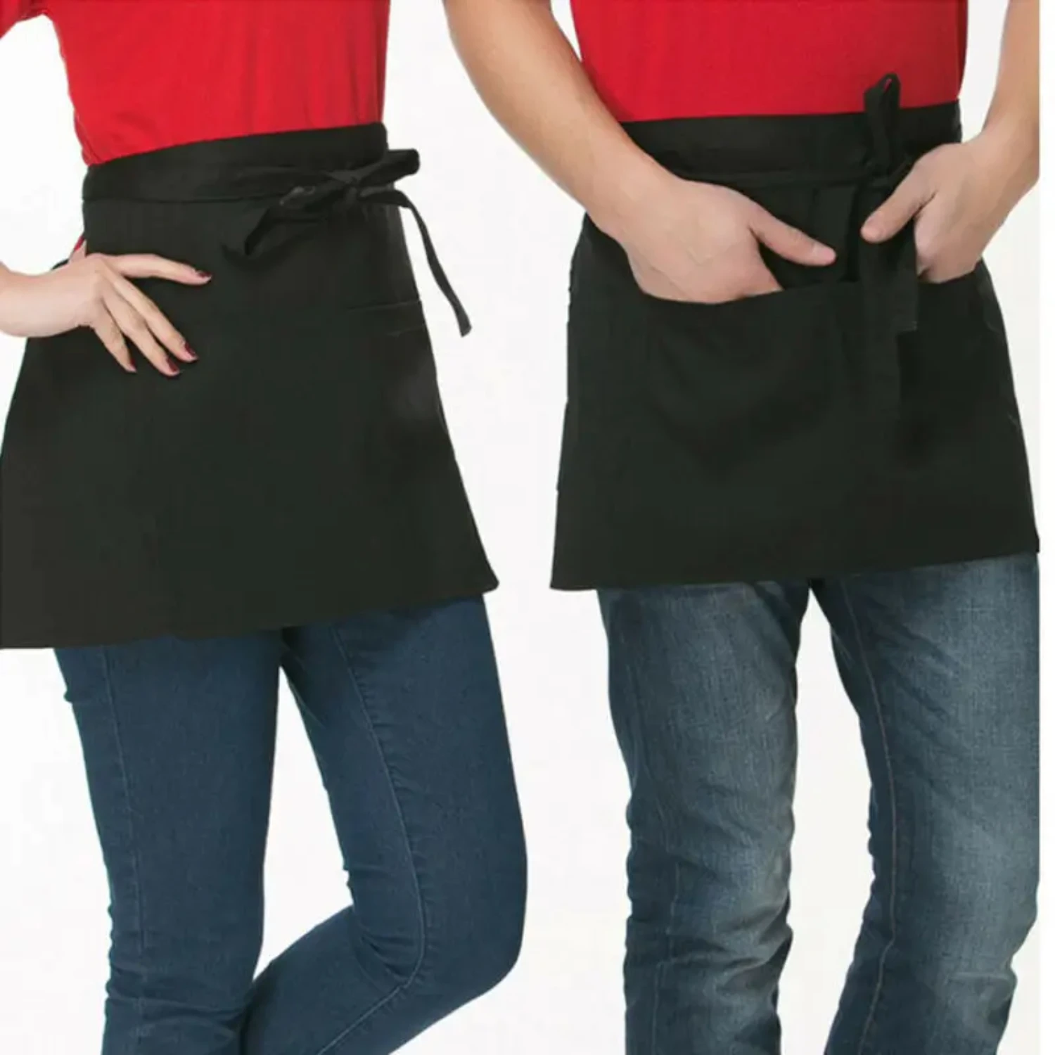 Stylish, comfortable, and versatile cotton half waist apron for men and women - durable essential kitchen tool for professional 