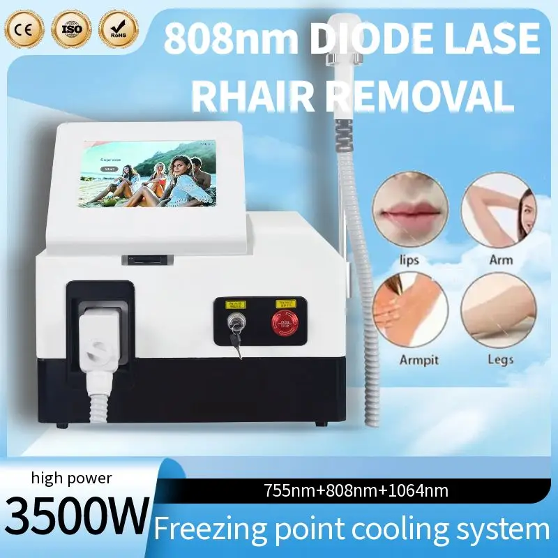 808Nm Diodenlaser-Haarentfernungsmaschine 3500W Haarentfernungsgeräte 755NM 808NM 1064NM Professionelle Haarentfernungslaserausrüstung