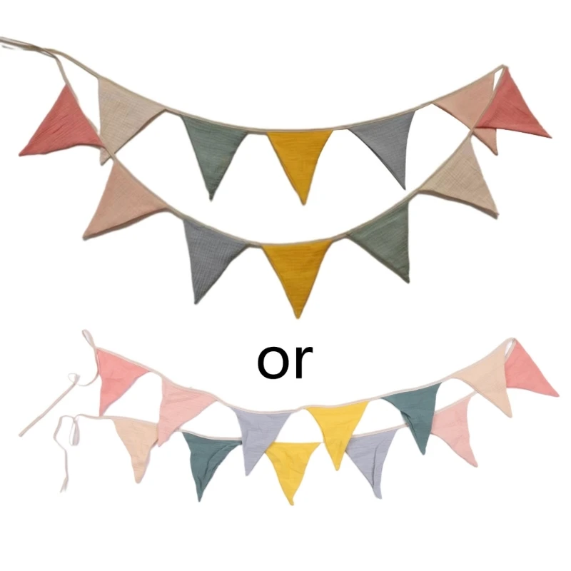 Katoenen Gors Banner Driehoek Vlaggen Baby Slinger Vlag Voor Baby Shower Party Decor Pasgeboren Fotografie Rekwisieten Opknoping Banner