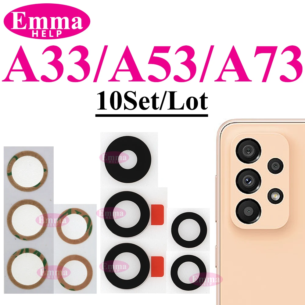 Back Rear Camera Glass Lens For Samsung A22 A32 A12 A13 A33 A53 A73 A52s A23 A02 A03 10Pcs With Ahesive Glue Sticker Replacement