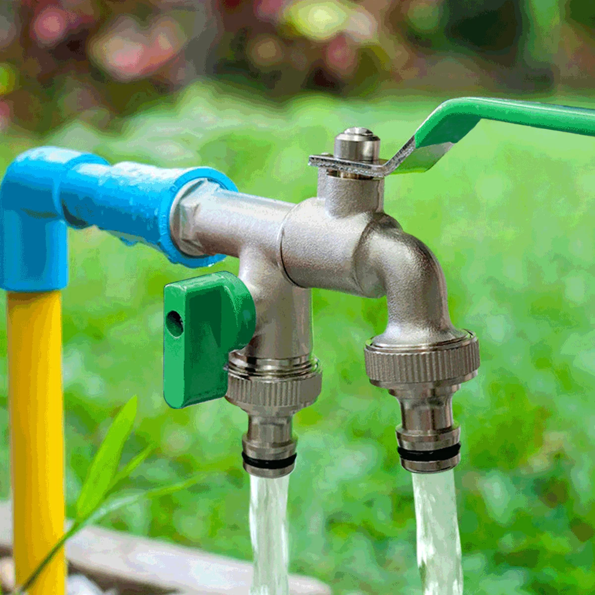 

1Pcs Zinc Alloy Industrial and Home Irrigation Garden Bibcocks Outdoor 1/2" Bibcock with Dual Nipple and Bathroom Faucet