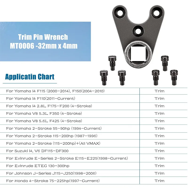 YMT Kunci Pas Trim/Tilt Pin Outboard MT0006-32mm X 4Mm Cocok untuk Semua Unit Trim/Tilt Buatan KDK untuk Yamaha, untuk Honda, untuk Evinrude