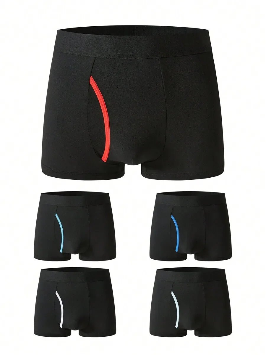 

5 Pcs Mens Contrast Piping Comfortable Briefs Set