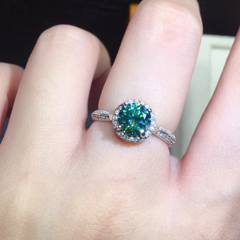 Classic 8-Heart Eight-Pointed Star Platinum 950-plated Synthetic Blue-Green AAA Zirconium Engagement Silver Ring - Jewelry Gift