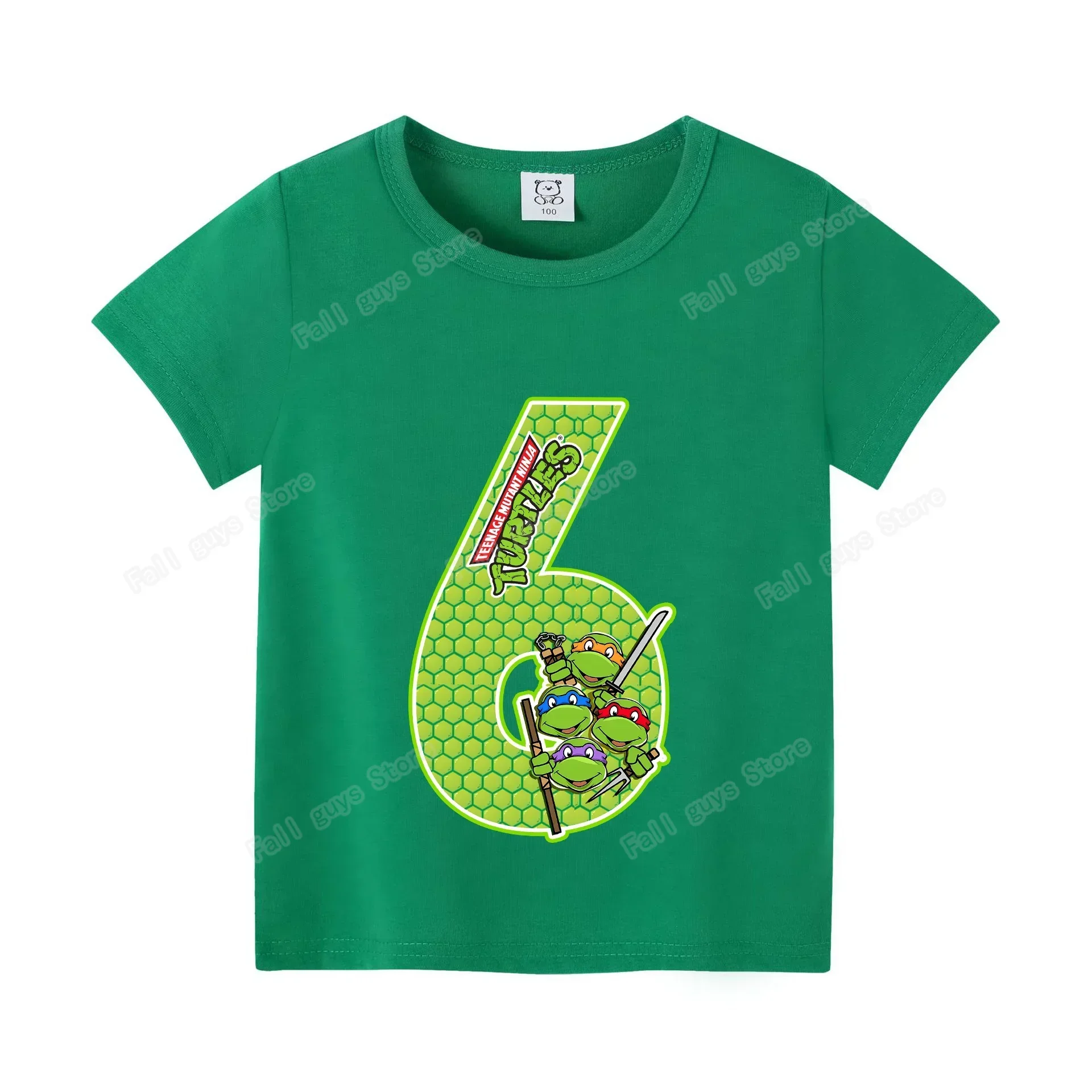Teenage Mutant Ninja Turtles T-Shirt Green Birthday Number Clothes Summer Kawaii Anime Casual Tees Funny Gifts - view 5