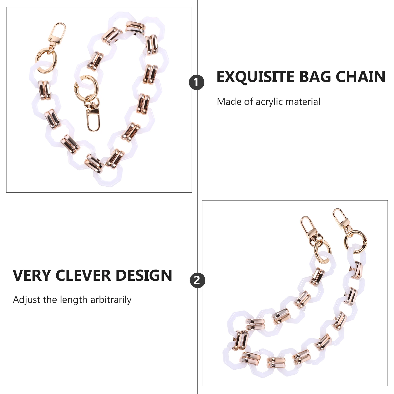 

Resin Chain Bag Handle Strap DIY Chains Black Handbag Tote Straps Detachable Load-bearing Long Life Environmental Material Bag