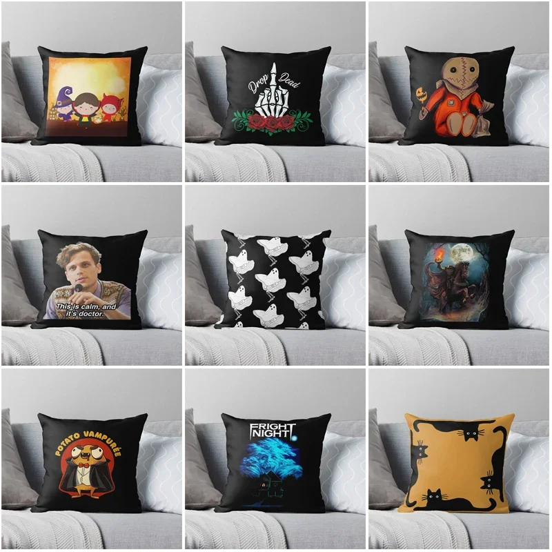 Decorative Home pillow case Cushion covers Living Room sofa House bed halloween pumpkin 45*45 fall 50*50 60*60 40*40 fear funny