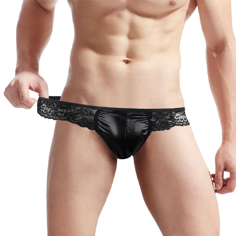 Sissy Tanga hombre gay thong anti leather ropa interior para hombre caliente lace sexy underwear men hot thin rope string mens