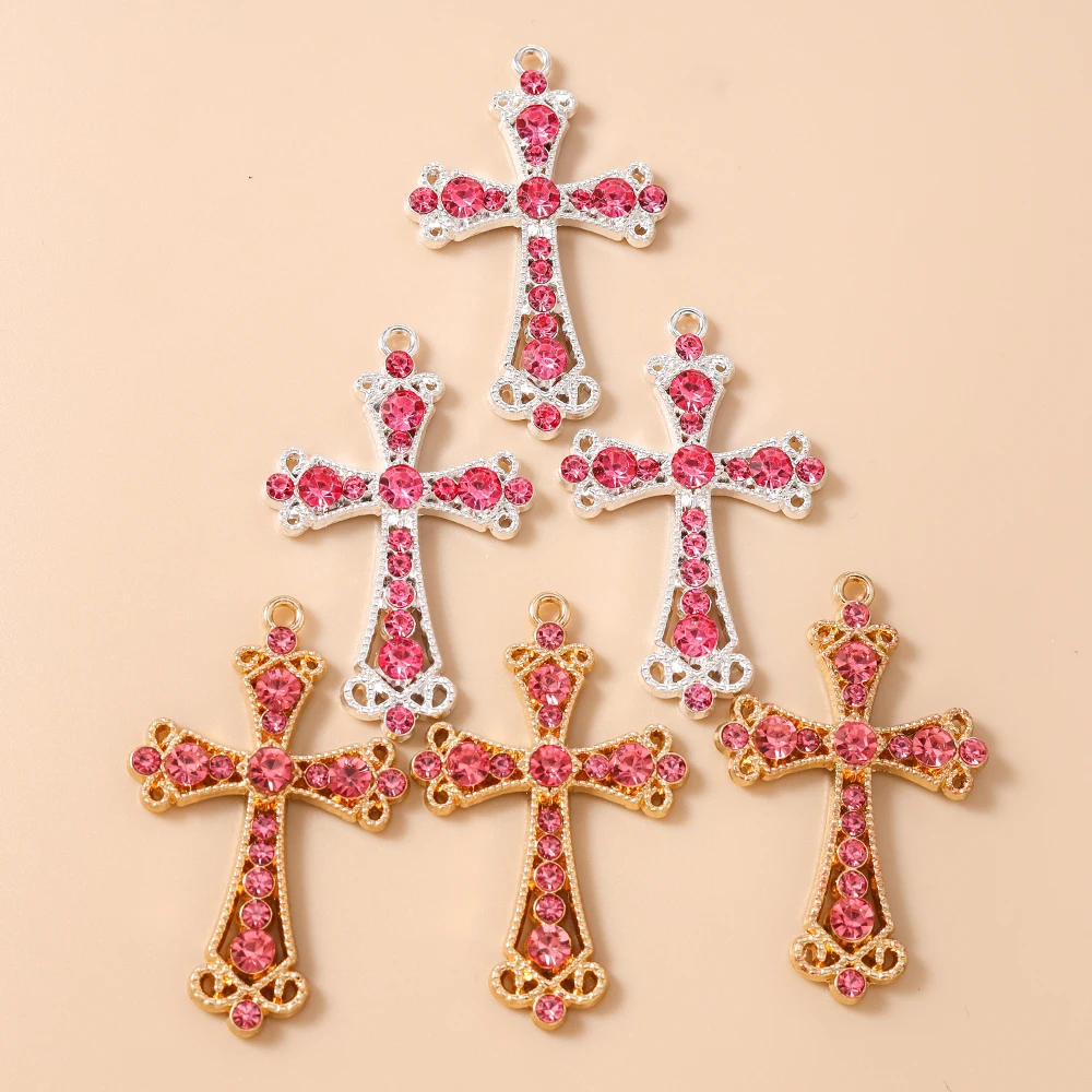 Leslie 10 Stück Große Kristall-Kruzifixe Jesus-Kreuz-Anhänger Steampunk-Kreuz-Anhänger für Schmuckherstellung, Halsketten, Ohrringe, Bastelarbeiten – Detail 7