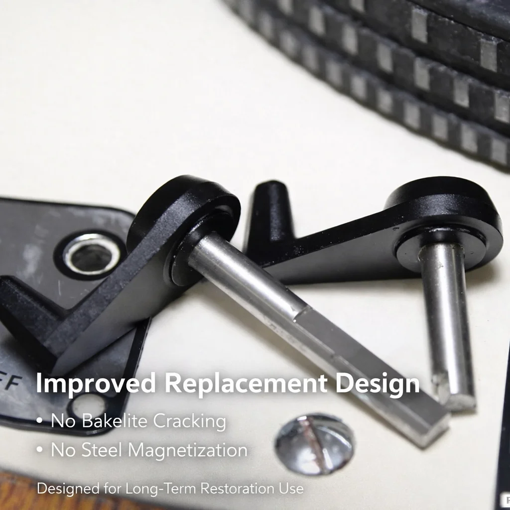Picture 6: For Garrard 301 Switch Lever Replacement｜No Bakelite Cracking · No Steel Magnetization · Precision Mechanical Parts