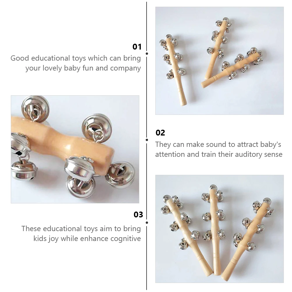 10 Pcs Ringing Bracelet Kids Rattle Bells Toddlers Jingle Hand Baby Wood for Toys Press Boy