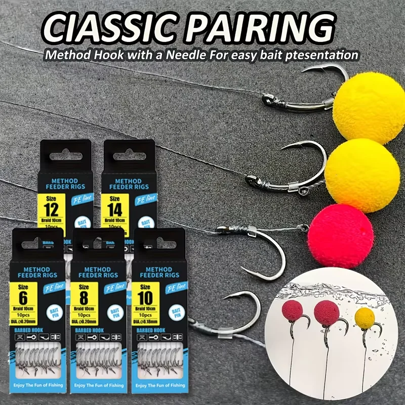 Method Feeder Rigs with Barbed Hooks Size 6-14, High-Strength Braided Line, Mixed Colors Fishing Tackle for Carp and Crucian Fis view 3