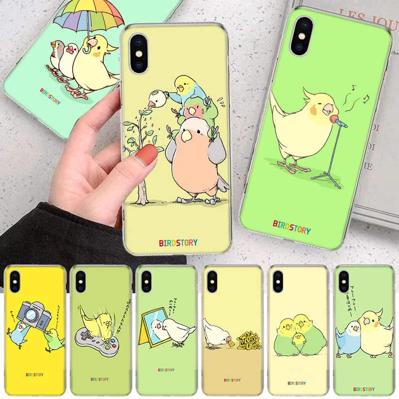 Chubby Cockatiels Parrotlets Hello parrot bird Soft Phone Case For IPhone 11 13 16 Pro MAX 15 + 14 Plus 12 Mini X XS Apple 8 7 S