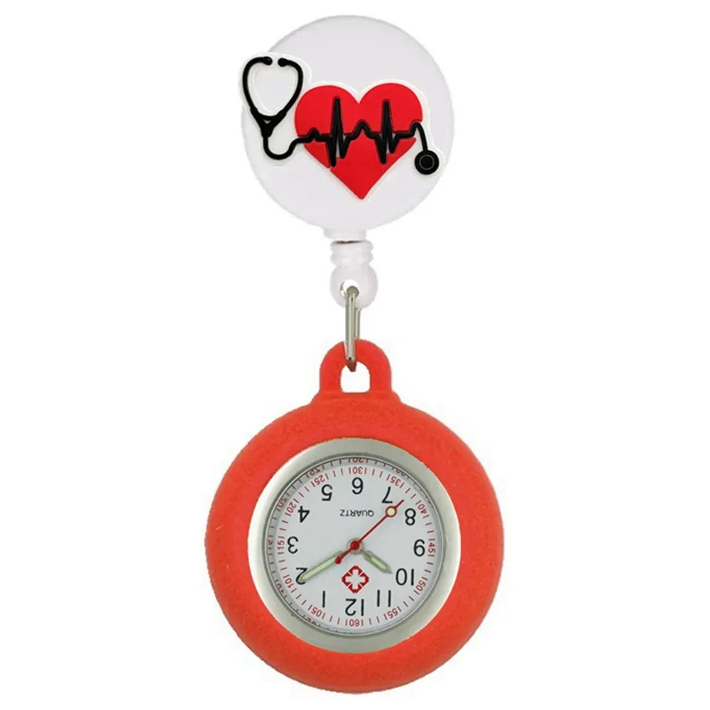 Cute Cartoon FOB Pocket Watches Retractable Simple Design Clip Badge Reel Fashion Accessories Silicone Pocket Watches Unisex