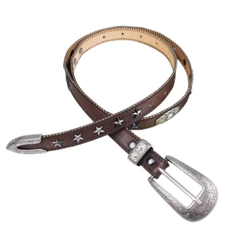 652F تنوعا الجينز حزام الزخرفية القوطية الرجال النساء حزام رائعة لمحبو موسيقى الجاز والفنانين