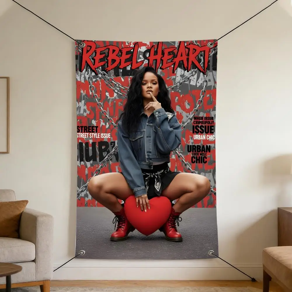 Music R-Rihanna Flags Cozy Home Flag 4 Grommets Anti-Wrinkle Waterproo  Indoor