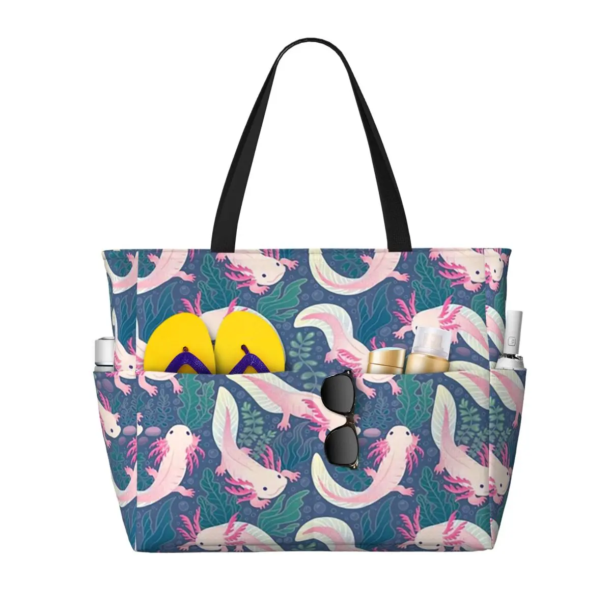 Axolotls Beach Tote Bag Sport Gym Yoga Duffle Large Tote Bag Women Travel Bag Fitness bag
