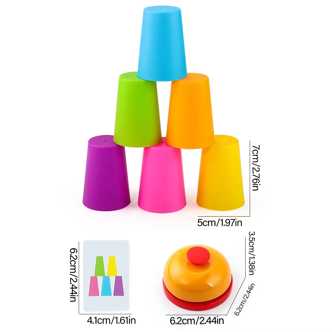Kids Montessori Toys Stack Cup Battle Table Game with Card Educational Intellectual Enlightenment Color Cognition Logic Training