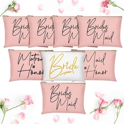 Bridesmaids Makeup Bag Wedding Bridal Cosmetic Canvas Matron of Honor Gift Bridal Shower Hen Bachelorette Party Supplies Wedding