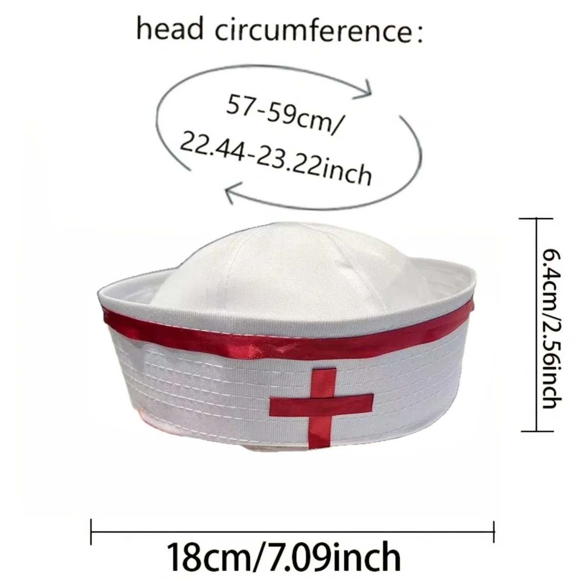HongLuan Chapéus de marinheiro de enfermeira com cruz vermelha vintage branca, chapéu de cosplay de fantasia feminino, acessórios para festivais rave e bonés de festa para homens