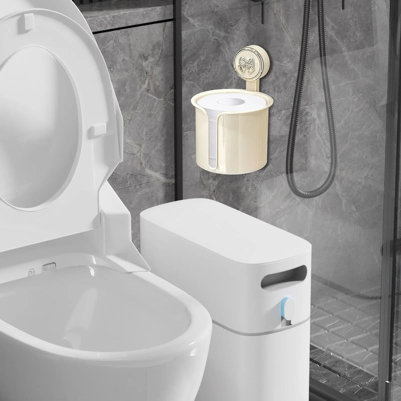 Toilet Roll Holder Suction Cup Tissue Holder For Bathroom Transparent Tissue Roll Dispenser Box For Washroom Hotel Bedroom view 3