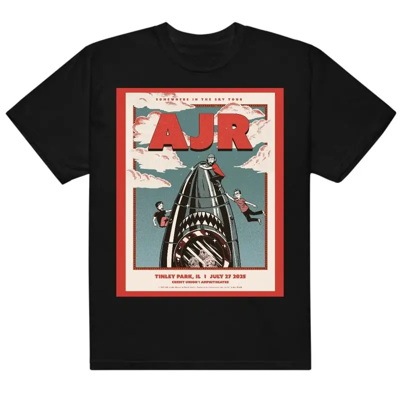 AJR Brothers en algún lugar del cielo 2025 Tour Tinley Park Poster Jaws camiseta
