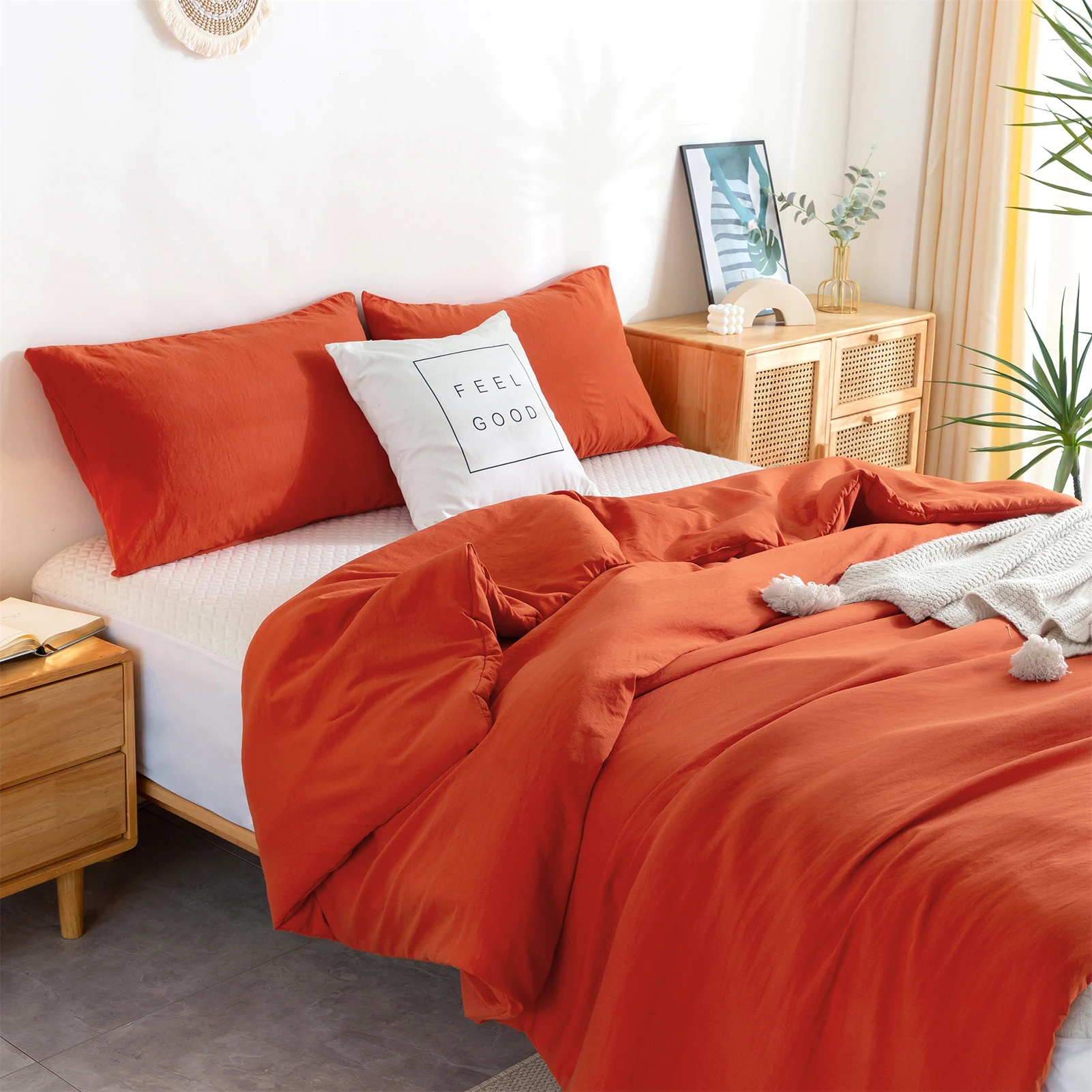 New Bedding Set, Twin/Twin XL 2Piece Bedding, Luxury Soft Poly cotton Sets, Burnt Orange,Fit In Your Single Bed.