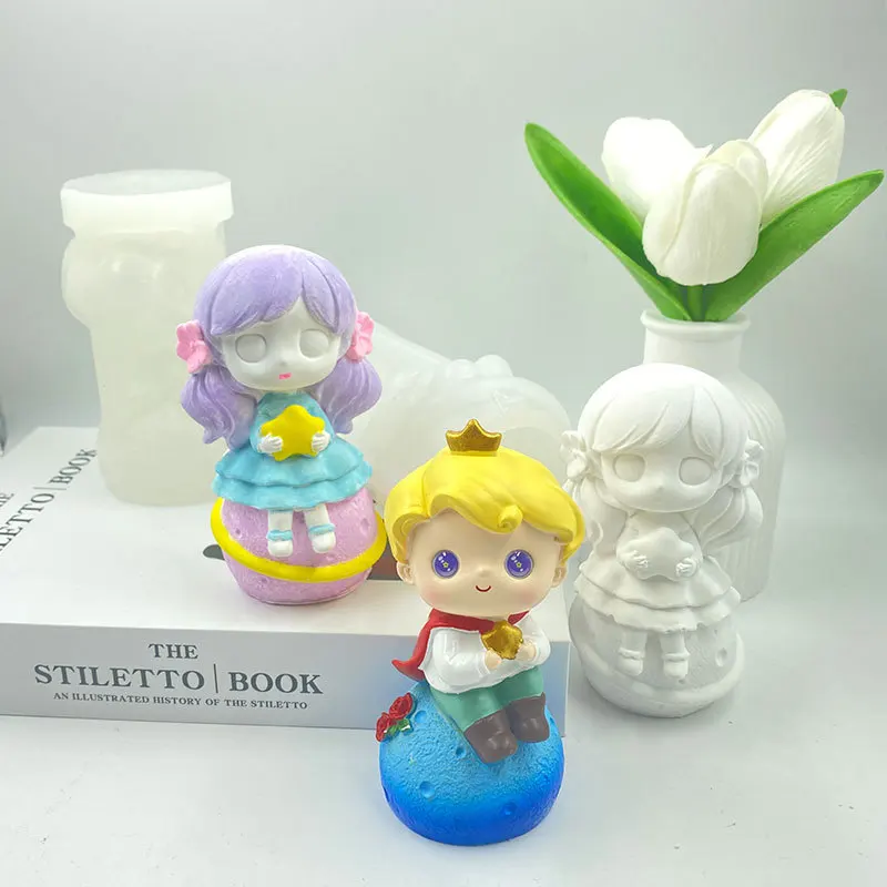 New 3D Planet Prince Silicone Mold Cute Princess Girl Scented Candle Soap Plaster Mold  Home Ornaments Decoration Birthday Gift