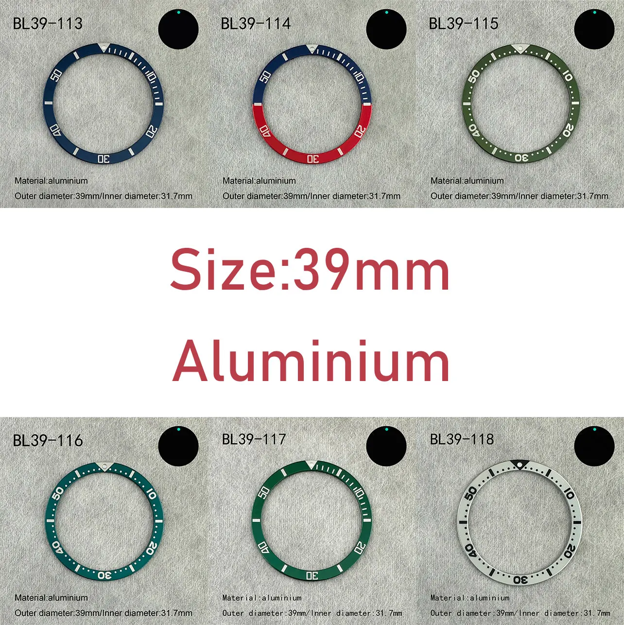 Watch Bezel 39mm Luminous bead Watch Ring Aluminium Bezel Insert Replacement of Watch Accessories