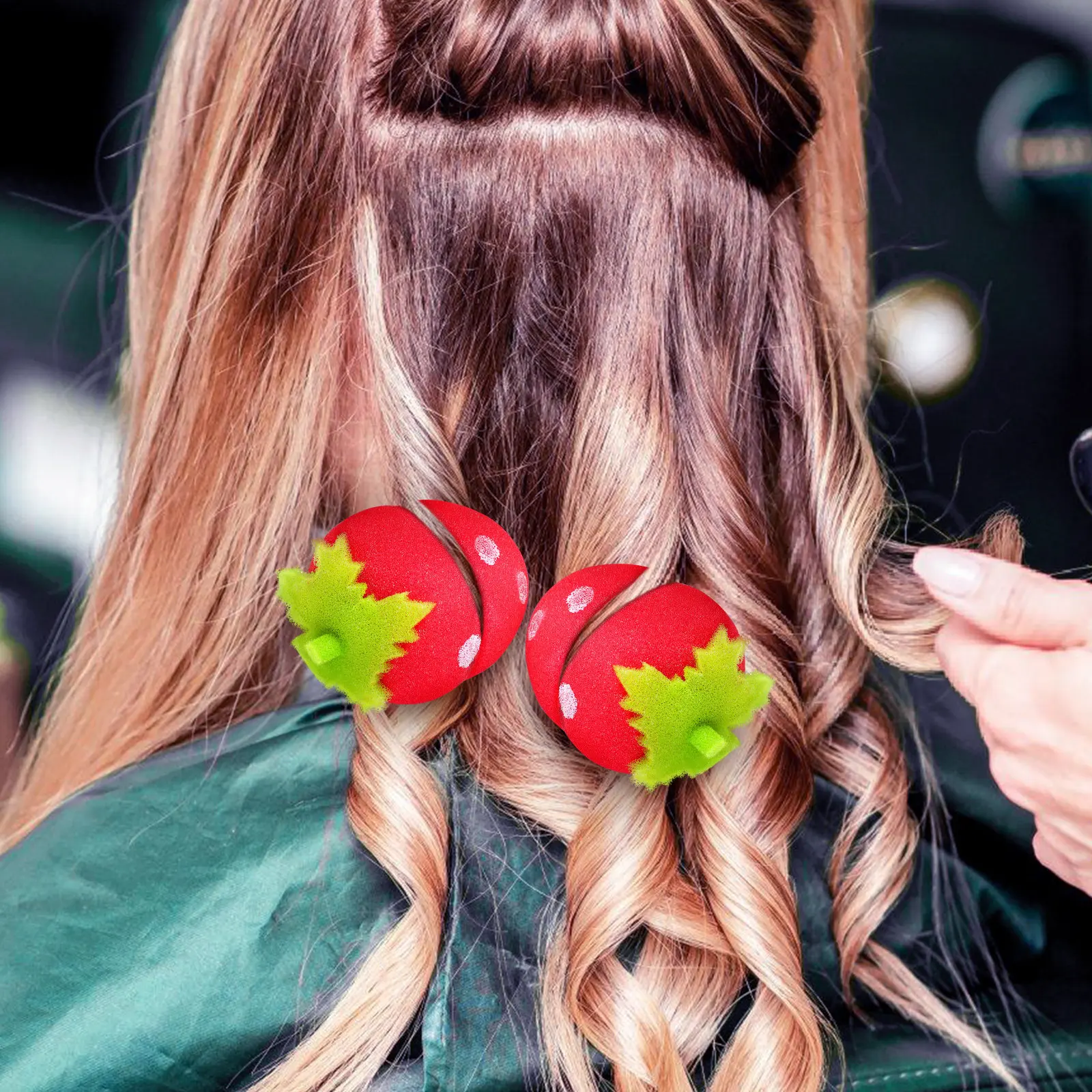 

10 шт. клубничных губчатых бигуди без нагрева для завивки волос на ночь, бережные к волосам, просты в использовании, для объемных волн и локонов