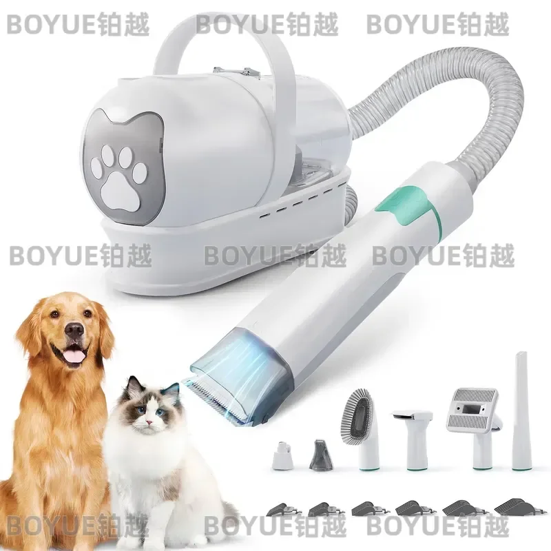 7 in 1 Pet Grooming Vacuum Cleaner Kit Dog Cat Hair Dryer Brush Suction Tool for Shedding Fur Dust Cup Portable Home Care