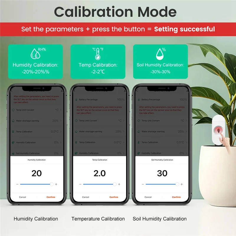 AA08-Zigbee مستشعر رطوبة التربة الذكي 2 في 1 مقياس رطوبة بلوتوث ومتتبع درجة الحرارة لبستنة النباتات الداخلية