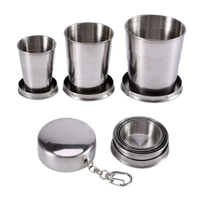 

Outdoor Portable Outdoor Camping Portable Metal Stainless Steel Telescopic Cups Folding Cups Drinks Cups
