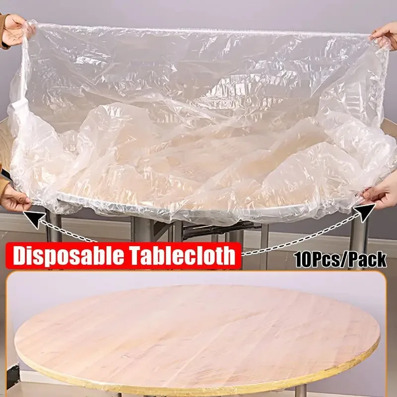 

Round Square Elastic Table Cover Thickened PE Transparent Wedding Banquet Table Cover Greaseproof Tablecloth Kitchen Accessory