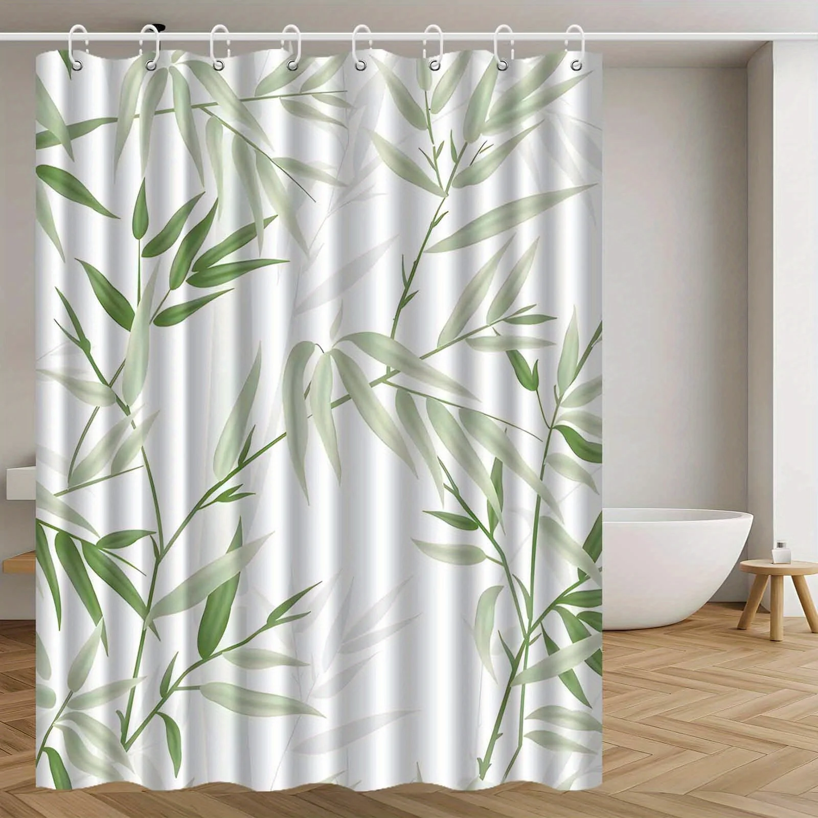 Jit1pc Features a Fresh And Minimalist Leaf Design for a Shower Curtain, Offering a Sophisticated Touch to Your Bathroom Decor,