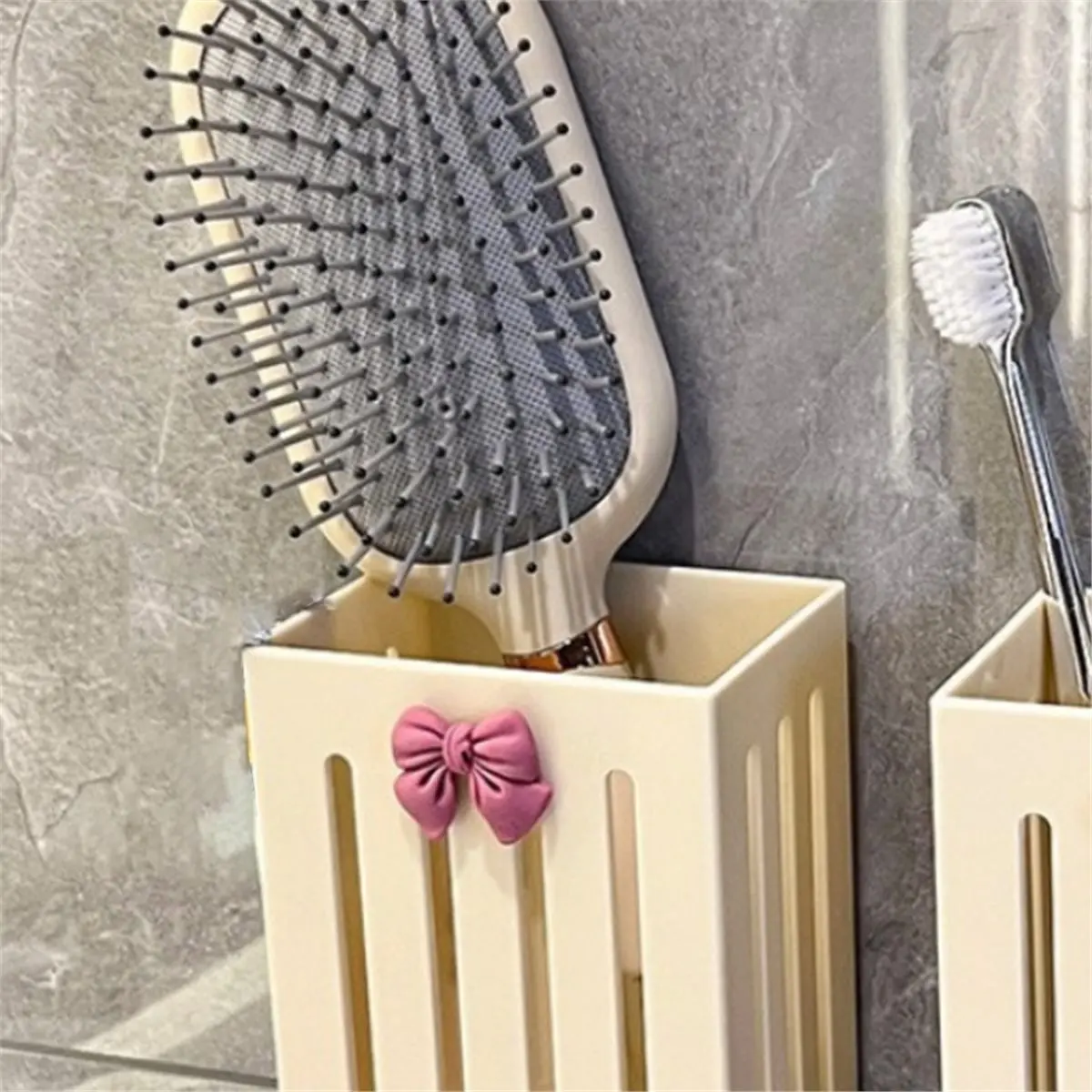 Bathroom Comb Rack Wall Mounted Punch-Free Toothbrush Toothpaste Storage Tube Bathroom Toilet