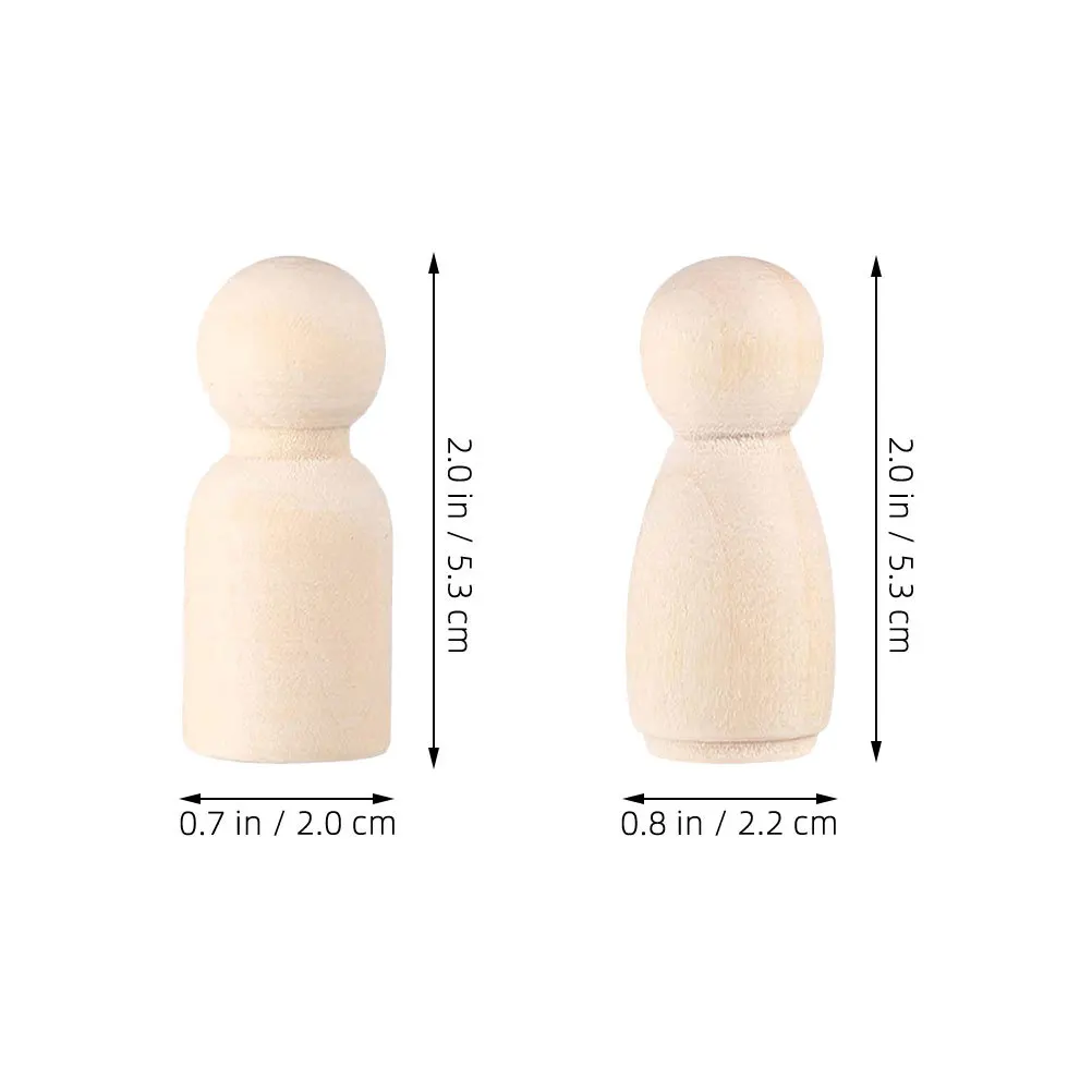 20Pcs Wooden Peg People Unfinished DIY Craft Figures Kids Painting Supplies Blank Wooden Mini Handicraft Toys