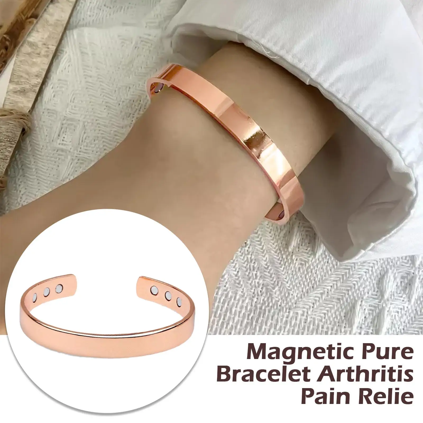 Magnetic Copper Bracelet Arthritis Pain Relief Therapy Open Cuff Adjustable Health Magnetic Wrist Bangle Jewelry Gift