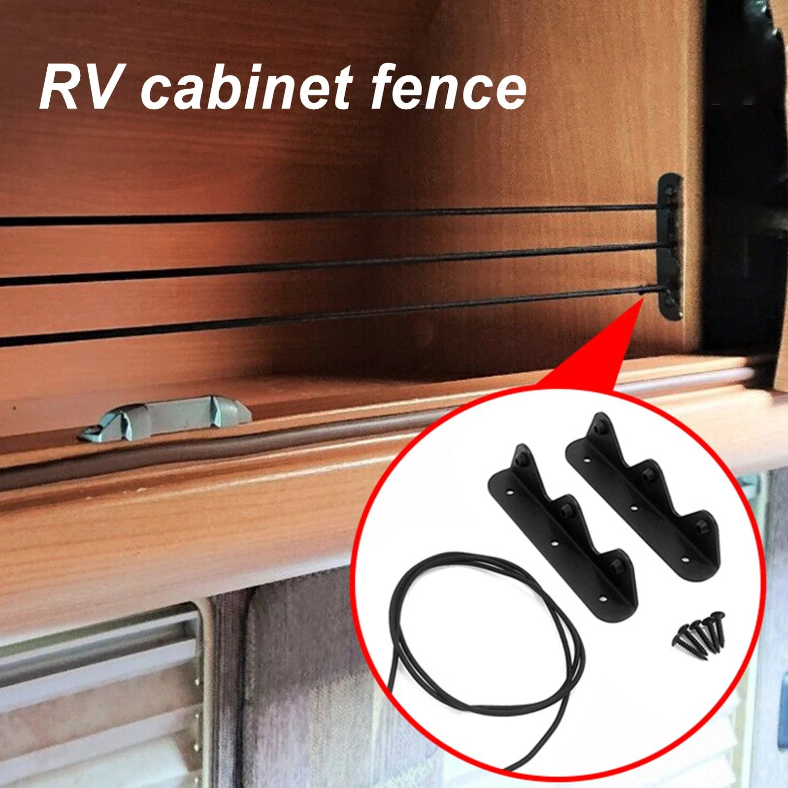 

RV Cupboard Elastic Fence Wall Cabinet Fence Secure Tension Rope Storage Fence With Stainless Steel Brackets