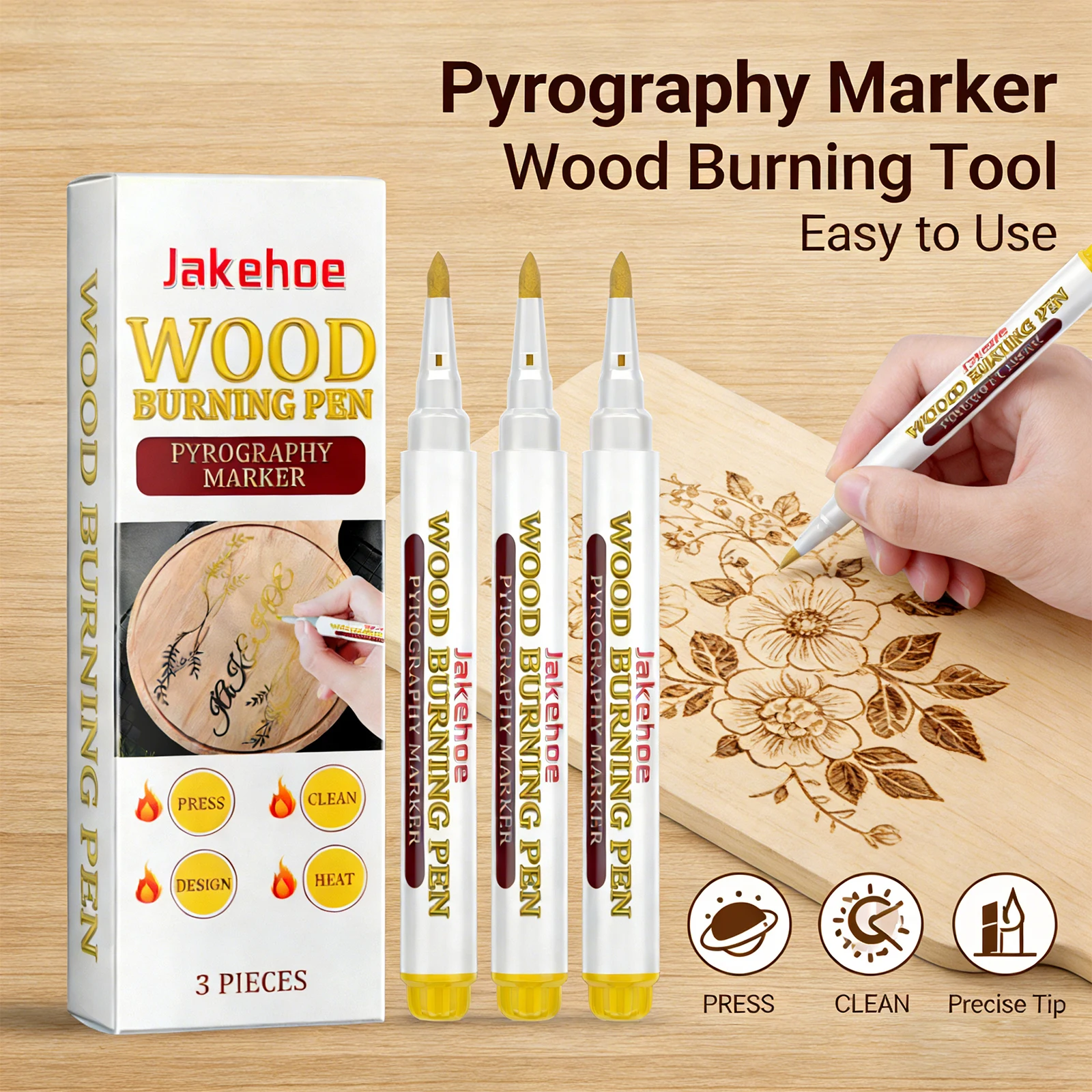 Wood Burning Pen Easily Draw Various Cute Patterns Adjustable Burning Effect Woodworking DIY Wide Pen Tip Painting Charcoal Pen